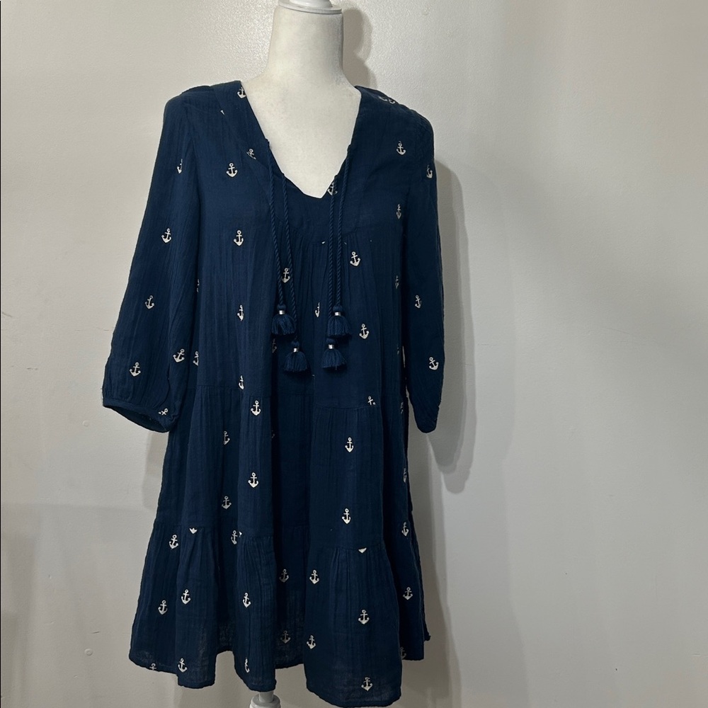 Women’s Pink Chicken Navy Dress with Anchor Pattern